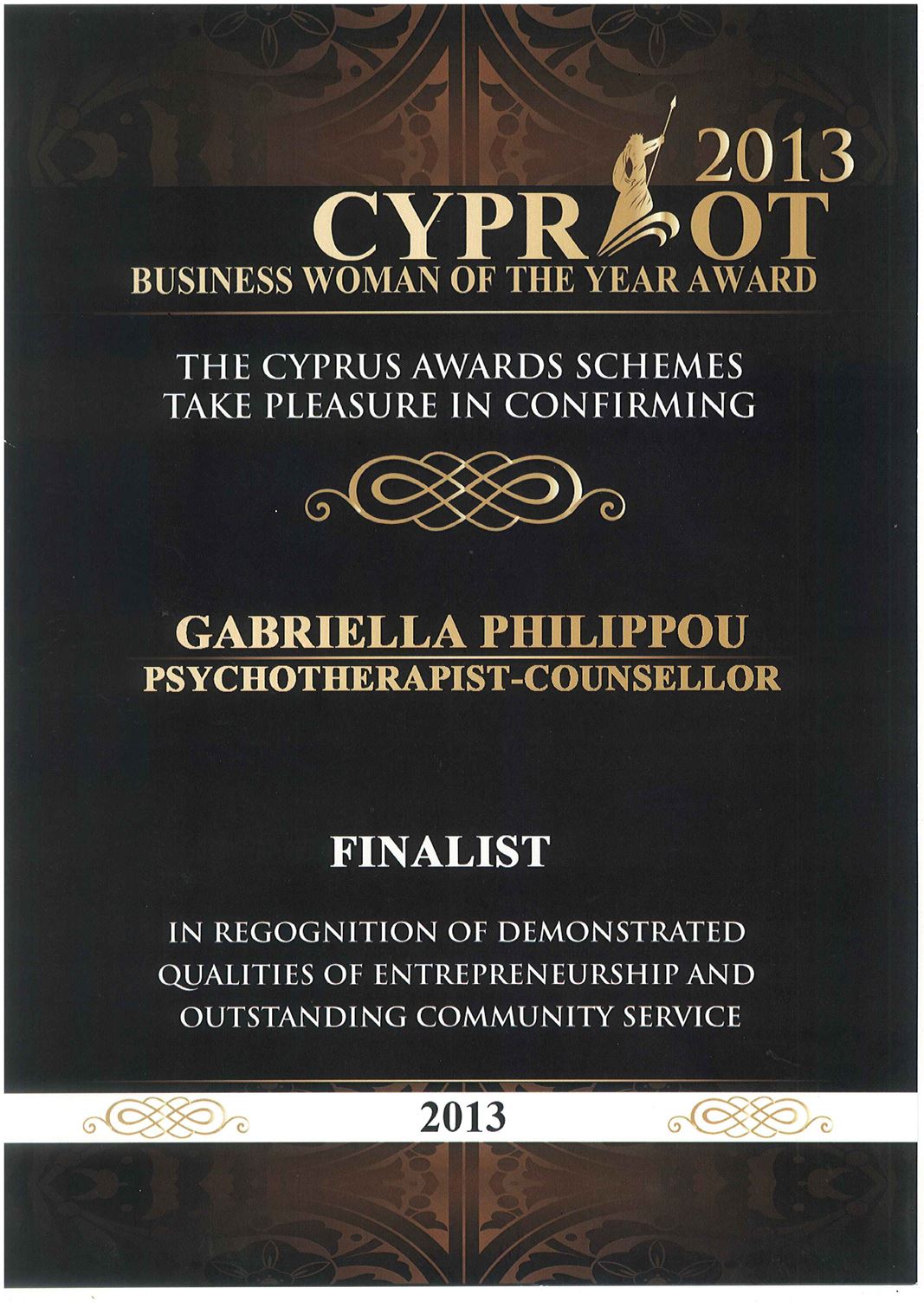 2013 - Cypriot Woman of the Year