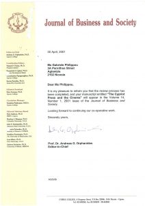 2001 - Journal of Business & Socialty